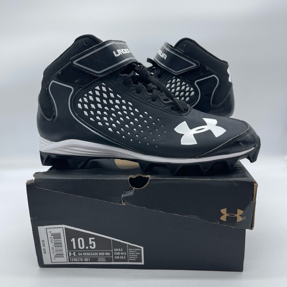 Under Armour Renegade RM 1246276-001 Men's Size 10.5 Football Cleats Black White